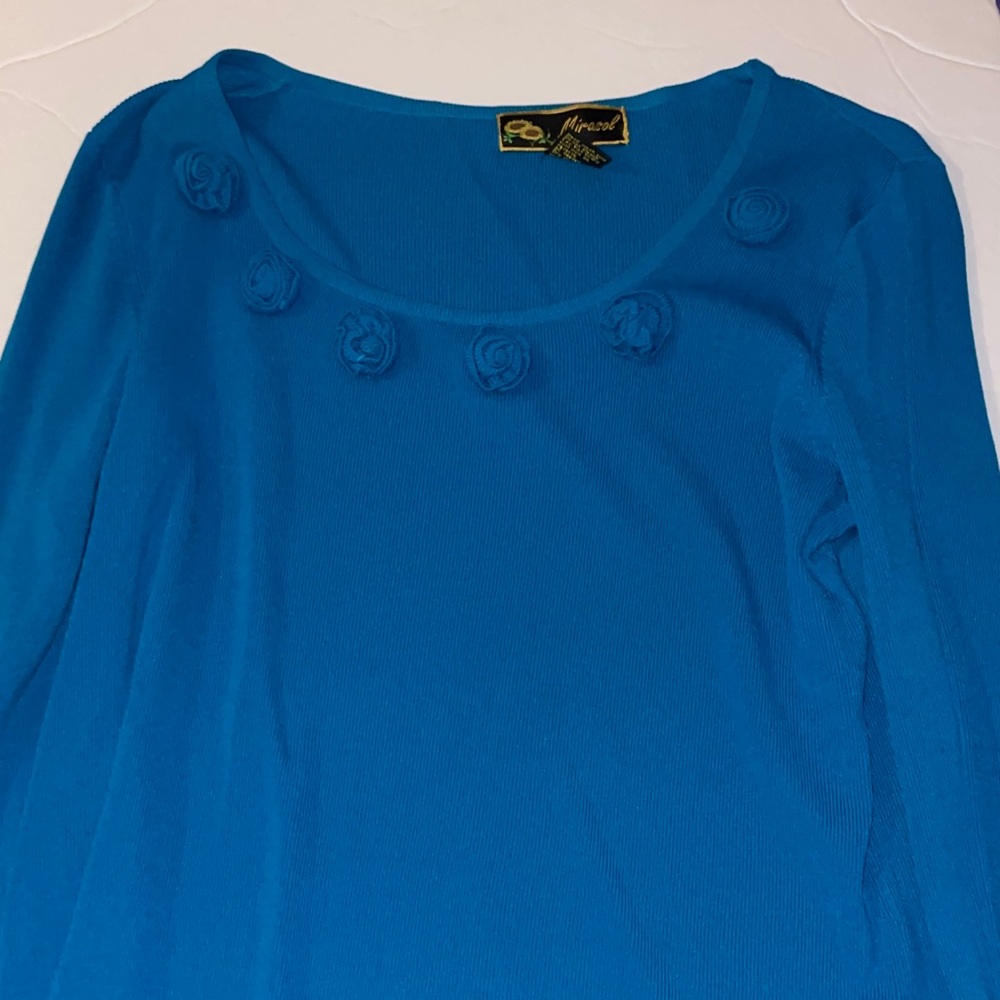 Mirasol Deep Blue Rosette Long Sleeve Tee